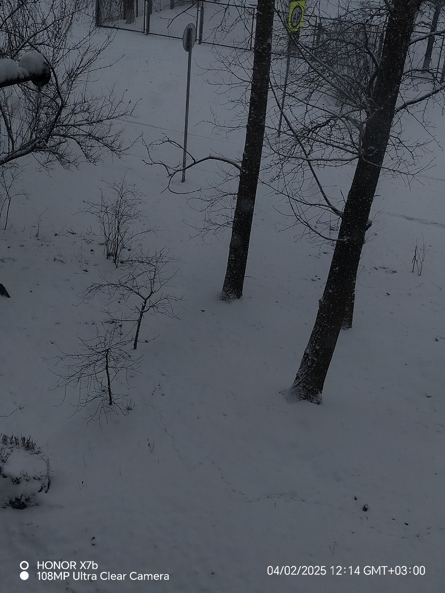 Проезжая часть дороги, тротуарная дорожка возле забора 10 школы засрана снегом