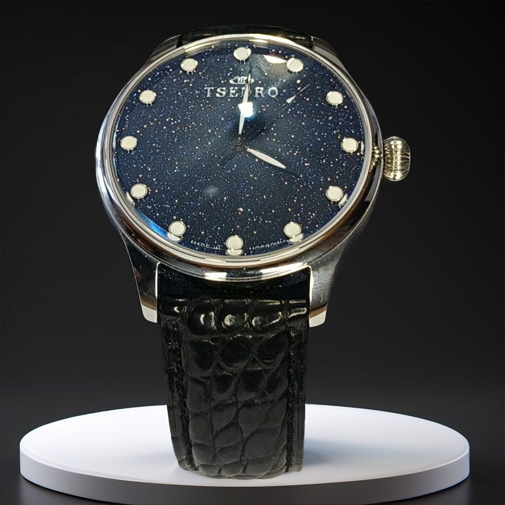 Часы из серии "Наследие вселенной". Сапфировое стекло, швейцарский автоподзавод ETA 2824-2, циферблат - синий авантюрин.