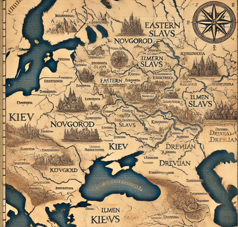 Карта расселения восточных славян в IX веке