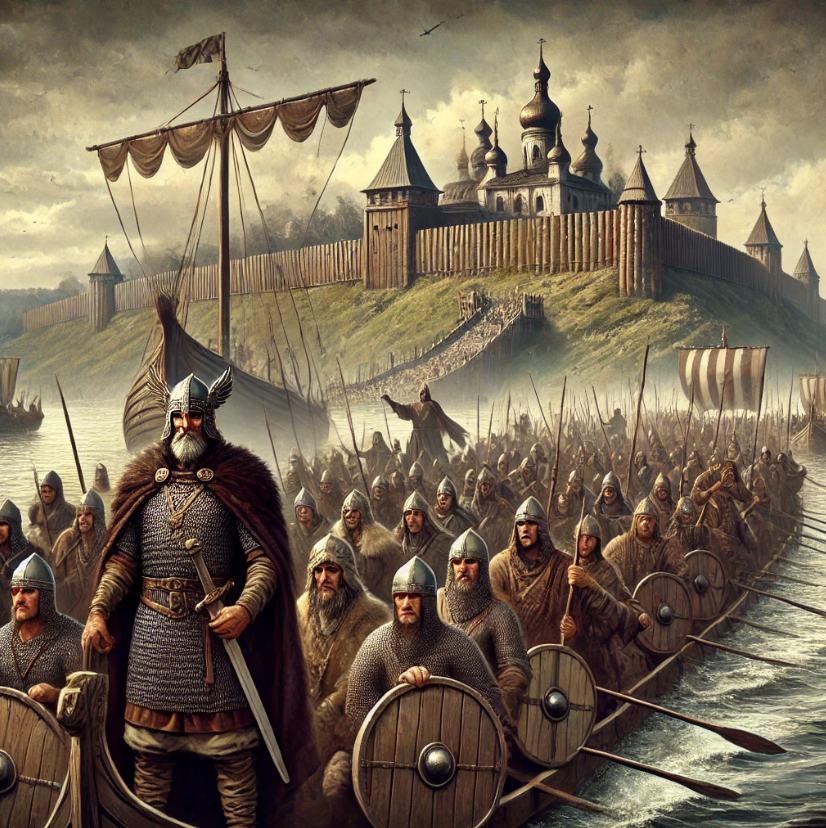  Похода князя Олега на Киев  (иллюстрация сгенерирована ии)