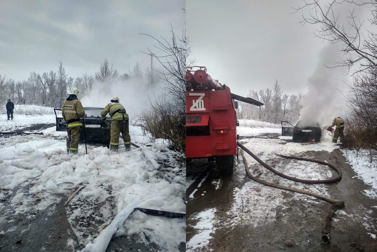    В Фатежском районе Курской области на дороге загорелась машина