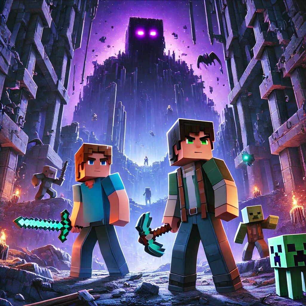 Стив и Вилл в Разломе Эндеритов на пути в спаун сервера Майнрафта Eldoria