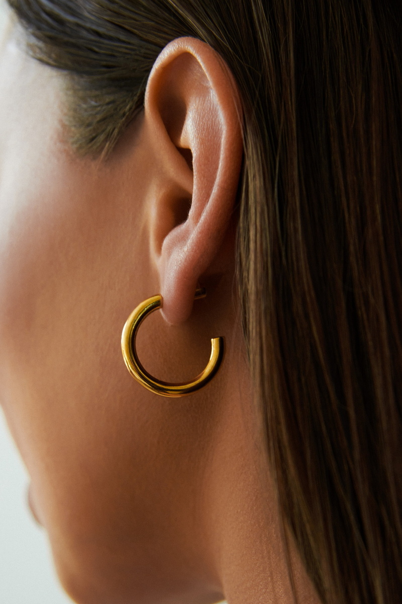 Серебряная моносерьга-хупа "Match" gold