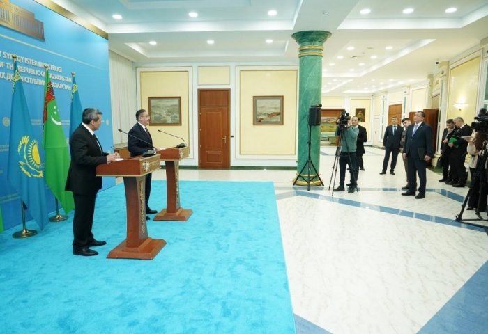 Переговоры министра иностранных дел Туркменистана Рашида Мередова с министром иностранных дел Казахстана Муратом Нуртлеу, 3 февраля, 2025 г., Астана, Казахстан (Фото: gov.kz)