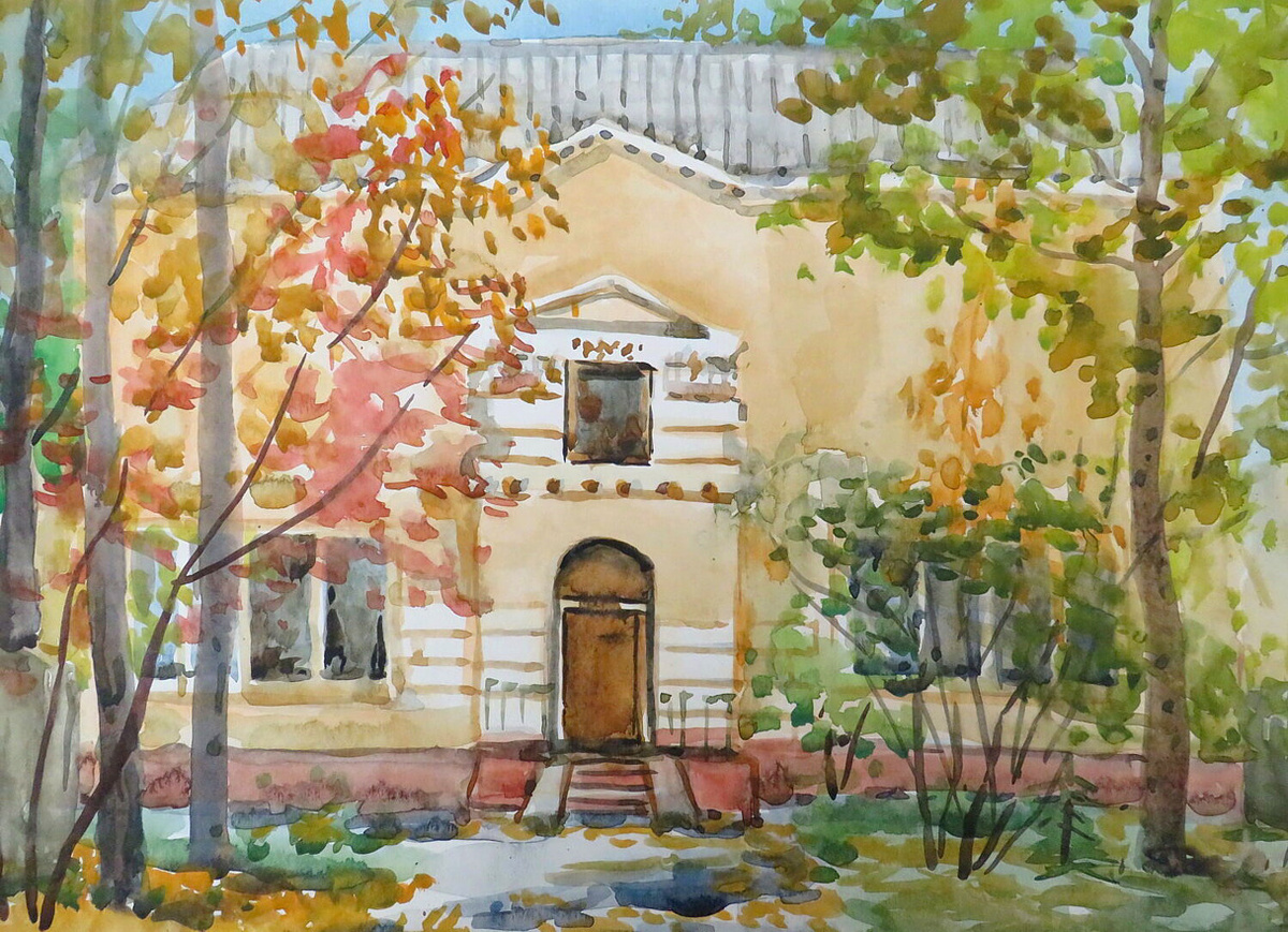 Так выглядело здание в советские годы. Рисунок Павла Фефилова, 1980 г.