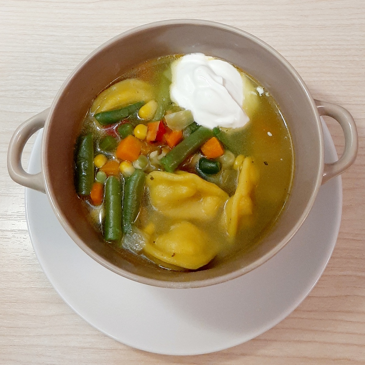 Пельмени с овощами 