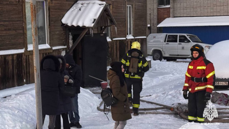    Пять человек вывели из горящего дома в Петрозаводске, работали медикиМЧС Карелии