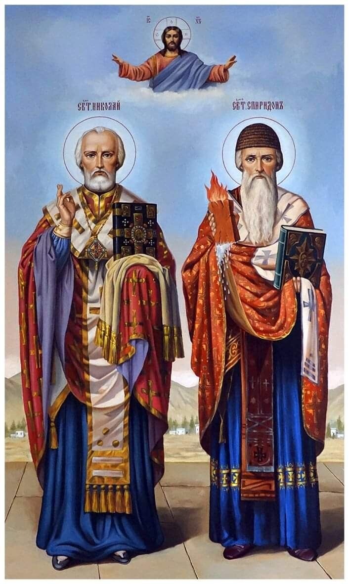 Спиридон Тримифунтский и Николай Чудотворец при жизни были друзьями. Источник: https://ru.pinterest.com/pin/981644050033009618/