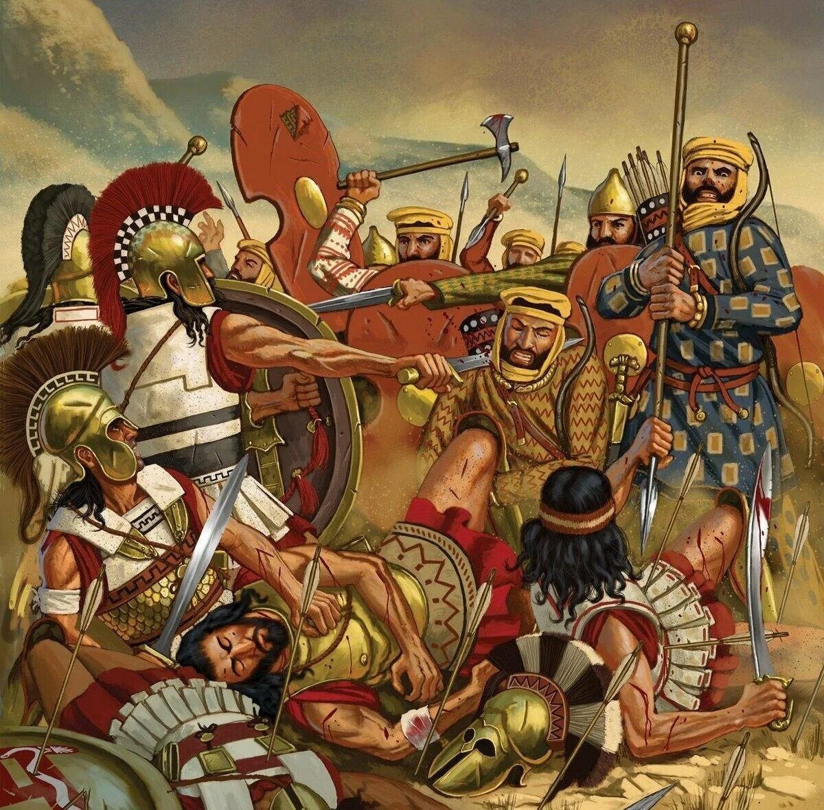 Греки против персов во время Греко-персидских войн.