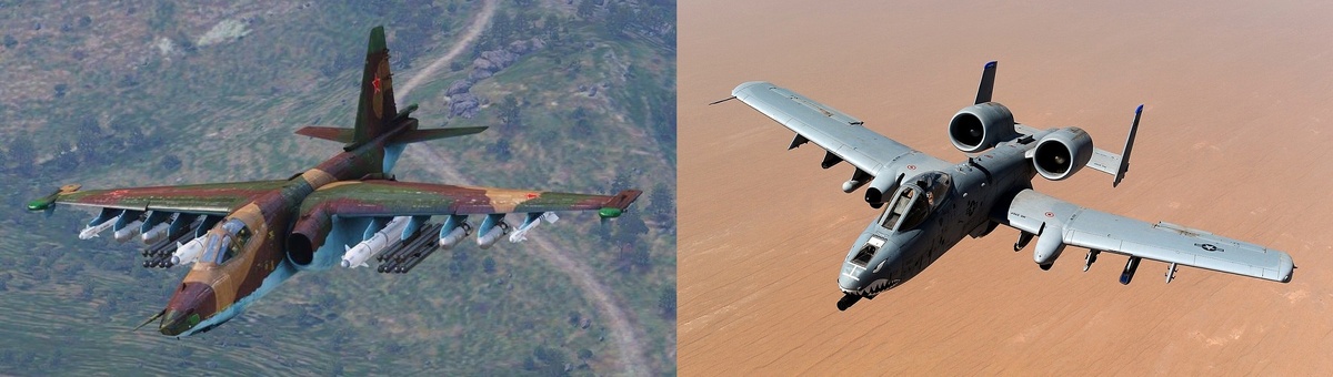 Су-25 (слева) и A-10 Thunderbolt II (справа)
