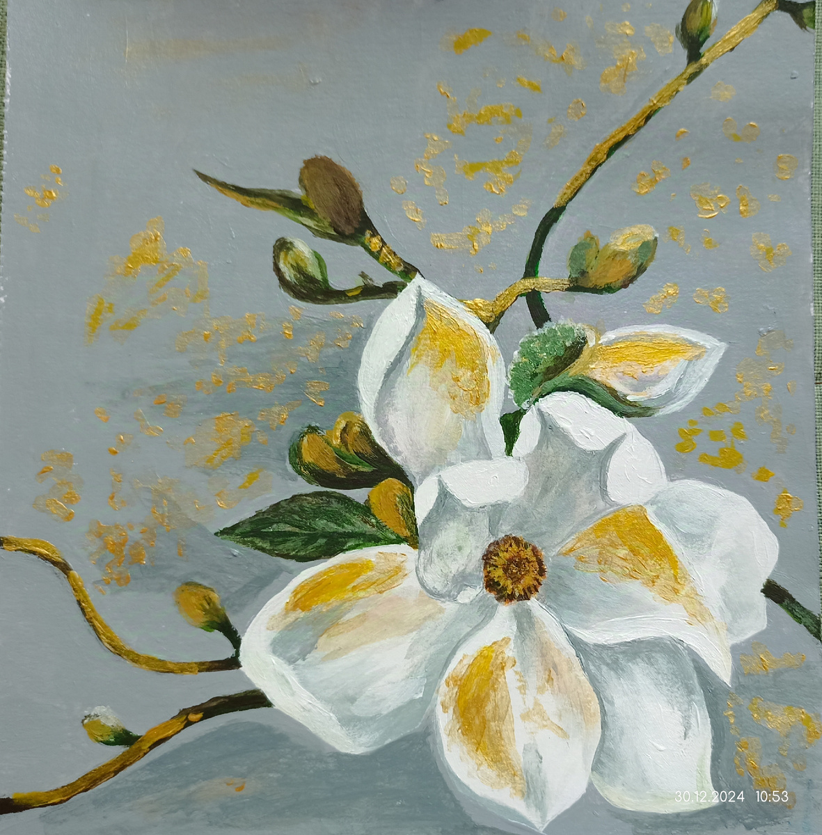 Красиво получилось, хотя очень сомневалась, эта картина одна из моих любимых, очень нравится композиция, золото и цвета просто супер.