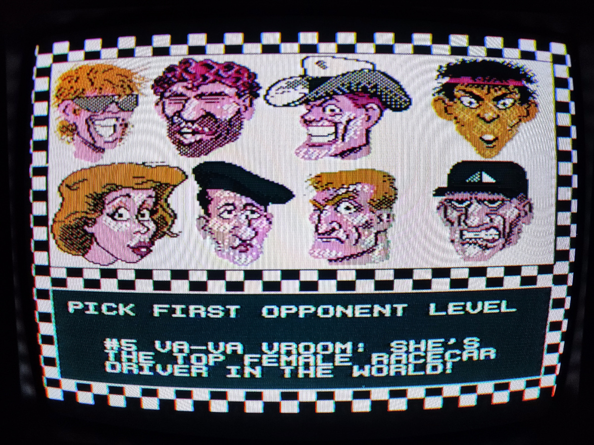 Фото сделаны мной. На фото игра Race America. Оригинал игры "Alex DeMeo's Race America" был разработан"Imagineering Inc" и издан "Milton Bradley", "Absolute Entertainment" в 1990г. для NES. Дизайнер Alex DeMeo. Фото демонстрирует начальную заставку игры, а так же общий визуальный фон игры. Подробнее об этом рассказано в статье. Все материалы принадлежат правообладателям и размещены исключительно в информационных целях.