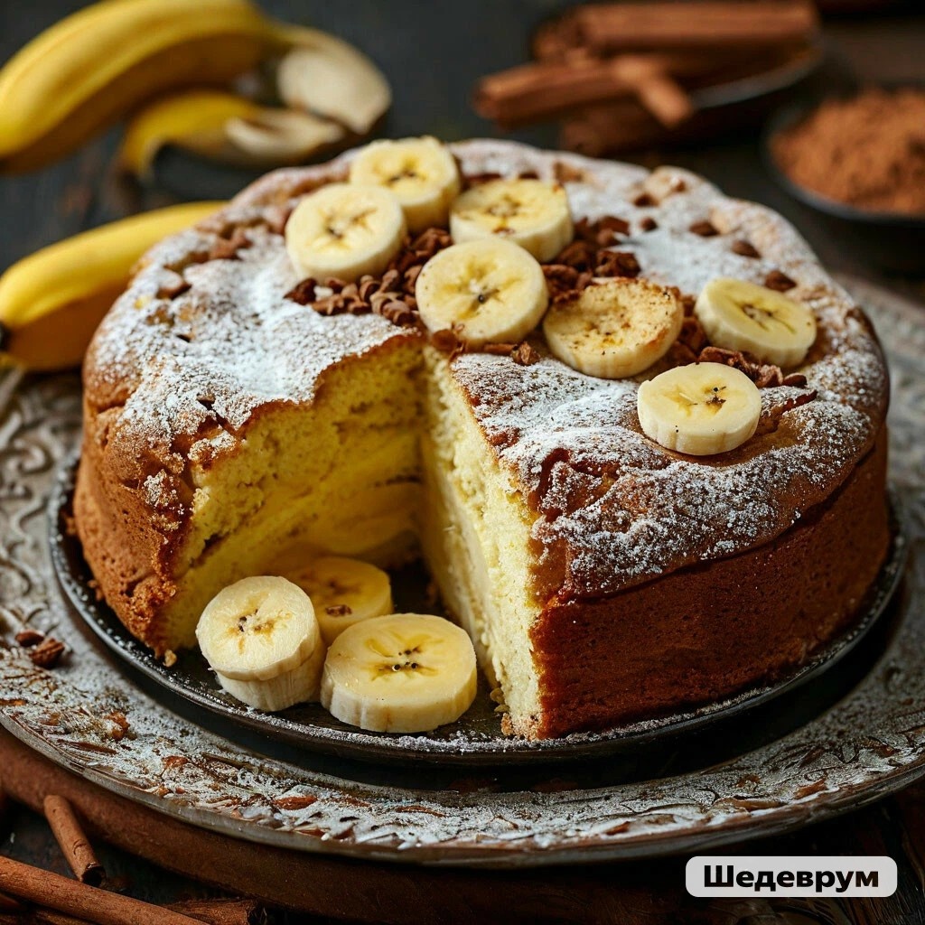 Шарлота с бананом и корицей.