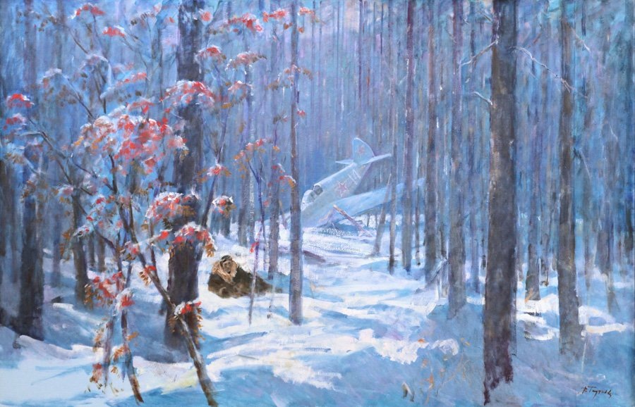 ВОВ (1941-1945). А.П.Маресьев, художник Таутиев В.Б. (фото репродукции картины из открытого источника Яндекс). 
Подвиг Маресьева стал примером стойкости, мужества, невероятной воли к победе и беззаветной любви к Родине. Весной 1942 года во время вылета его самолёт получил серьёзное повреждение, а сам пилот был тяжело ранен в ноги. Он 18 дней пробирался к своим. После спасения, офицера отправили в госпиталь, где Маресьеву ампутировали обе ноги до колена. Однако это не сломило лётчика. Он быстро восстановился, освоил протезы и вернулся на фронт. В 1943 году Маресьев получил высшую награду - звание Героя Советского Союза. 