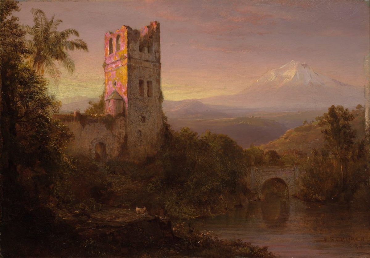 "Вулкан Чимборасо" (1885) Фредерик Эдвин Чёрч (Frederic Edwin Church ,1826-1900), Художественная Галерея Йельского Университета / Yale University Art Gallery (Нью-Хейвен, Коннектикут, США), холст, масло.