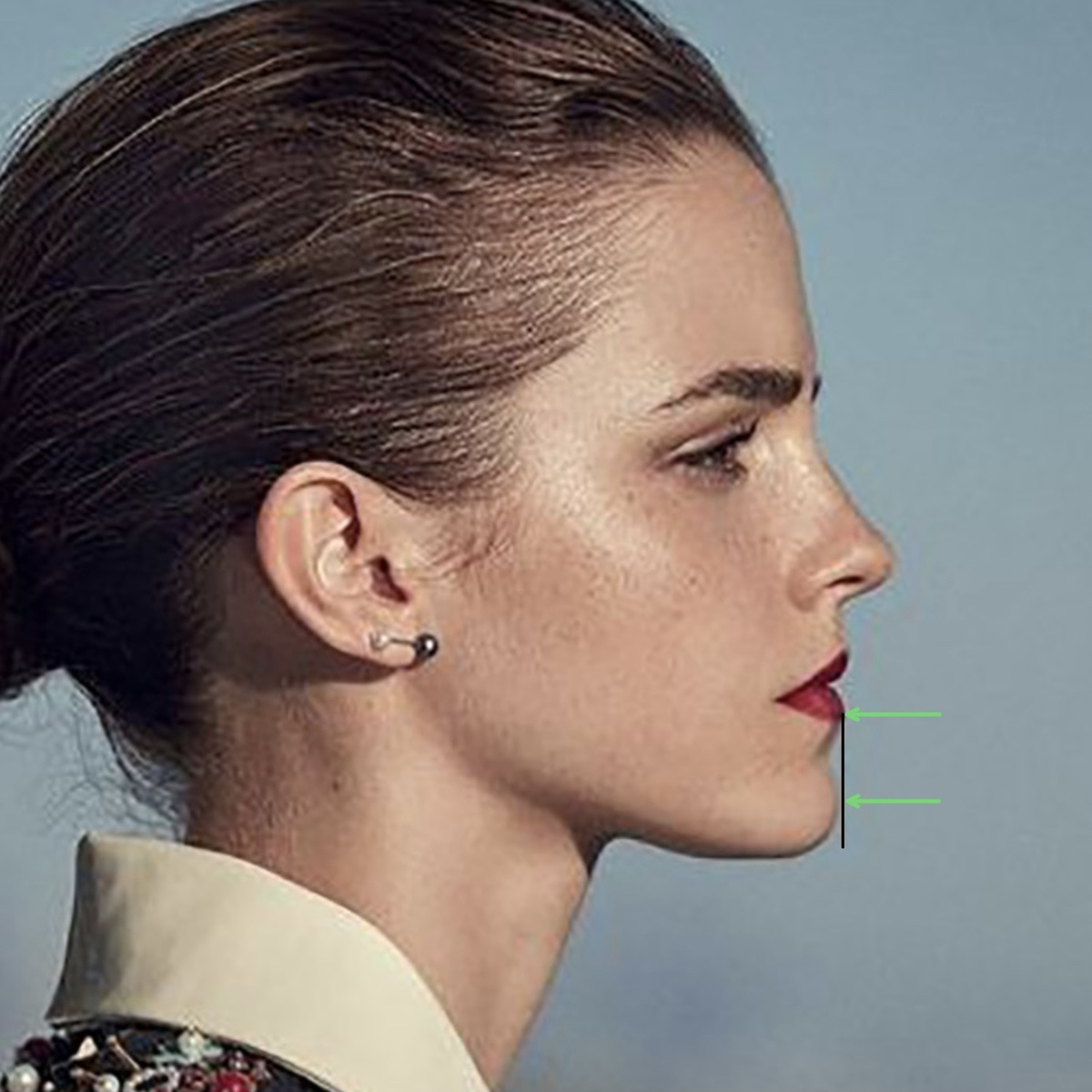 Эмма Уотсон. Проекция подбородка соответствует нормам эстетики.