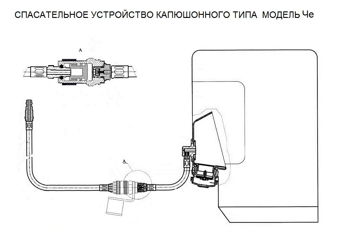 Рис 1. Чертеж спасательного устройства капюшонного типа модель Че