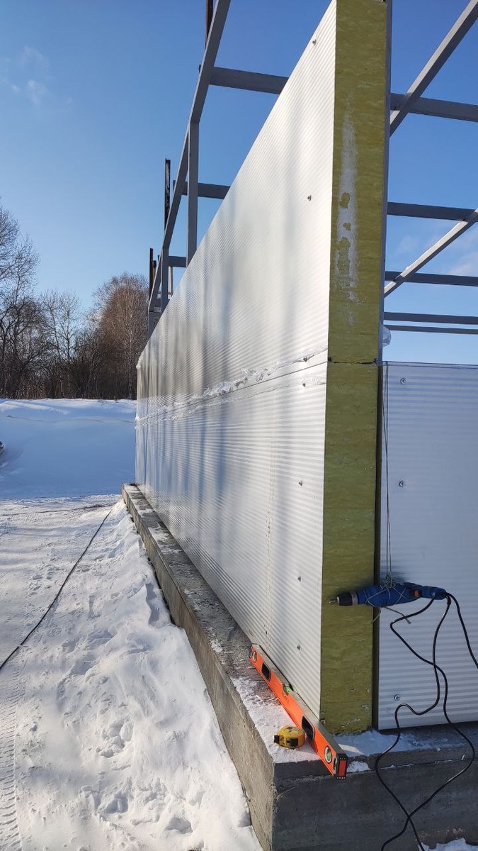 Процесс монтажа в Сибирском регионе при низкой температуре (мин.вата)