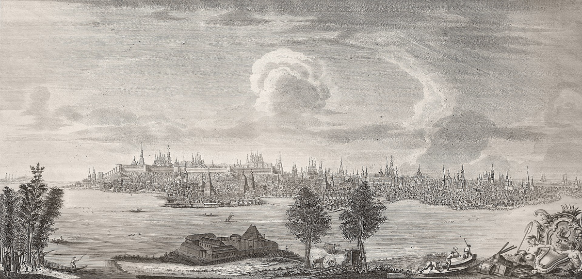 Вид Казани, во время водополья Реки Казанки, к Северо-Западу представленный. А.И. Свечин-М.И. Махаев, 1769-1771 г.
