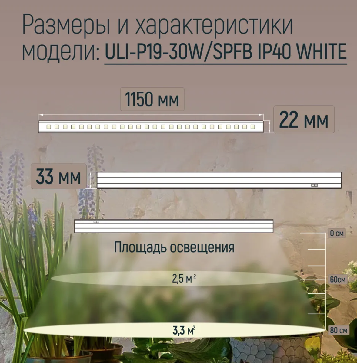 Вот видите здесь уже написано - площадь освещения 