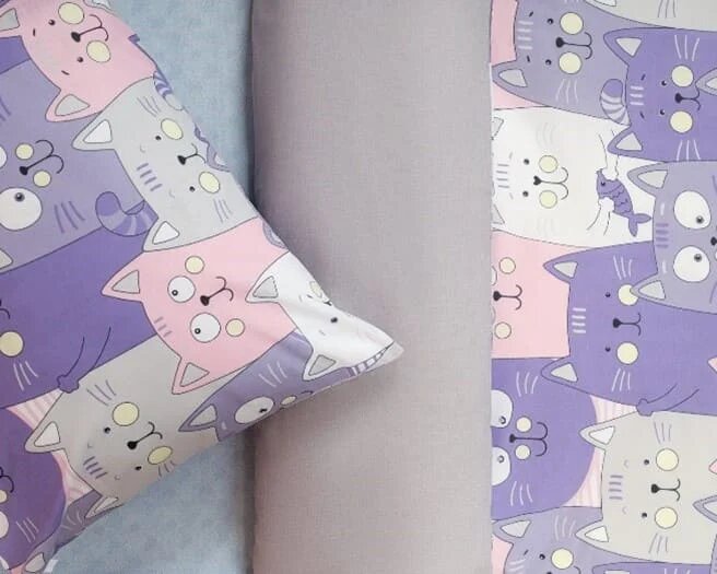 Комплект постельного белья детский Котята (сиреневый)