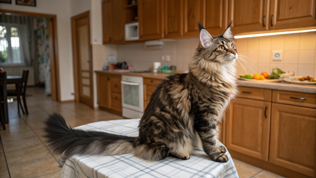 Для этого красавца не существует запретов. Если он решил посидеть на хозяйском столе, то он это сделает.