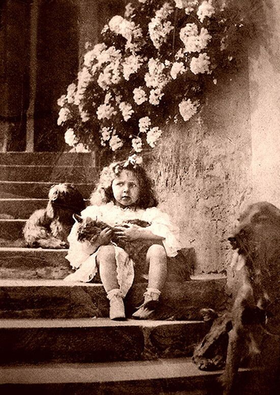 Элизабет с любимым питомцем... Как звали пса? Я не знаю. Подскажите?