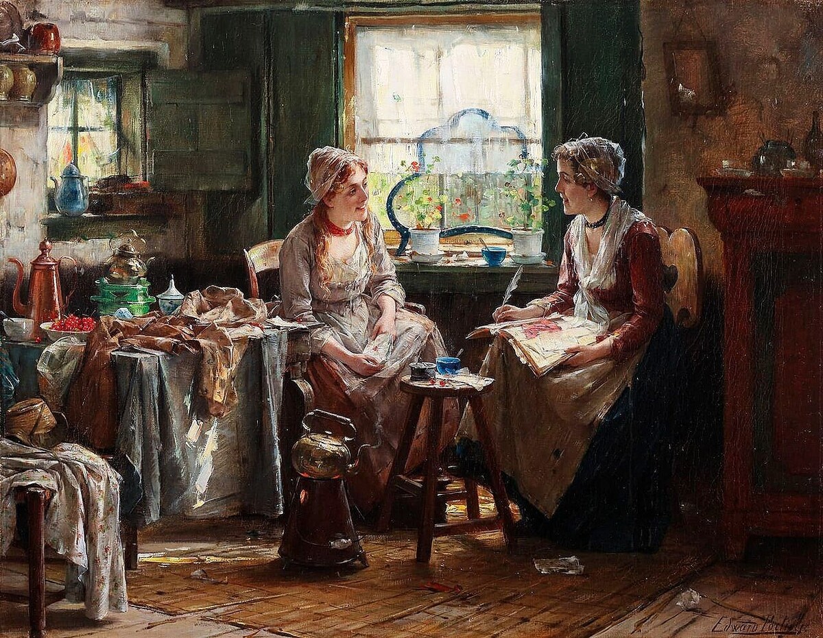 Бельгийский художник Эдвард Портилье (1861–1949): Письмо