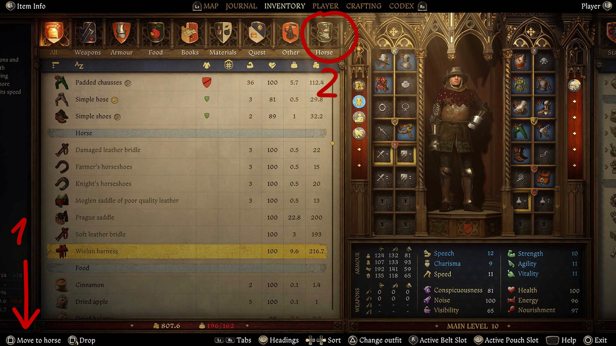    Перенос экипировки на лошадь