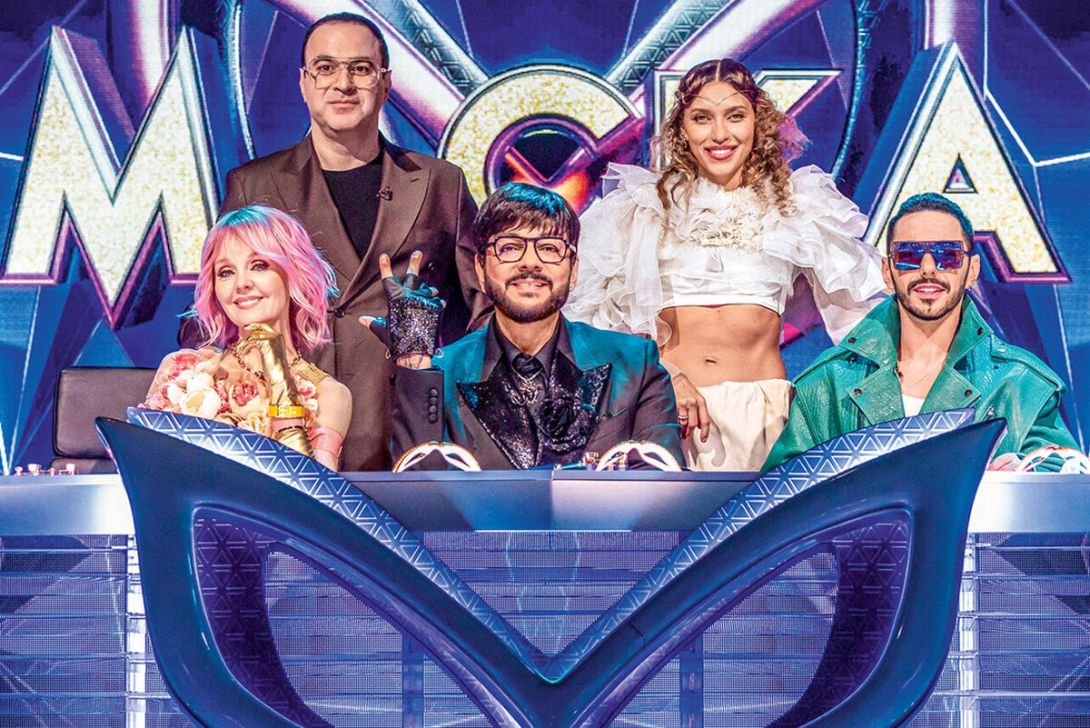    Валерия, Гарик Мартиросян, Филипп Киркоров, Регина Тодоренко и Тимур Родригез на съемках шоу «Маска», 2024 год ПРЕСС-СЛУЖБА НТВ