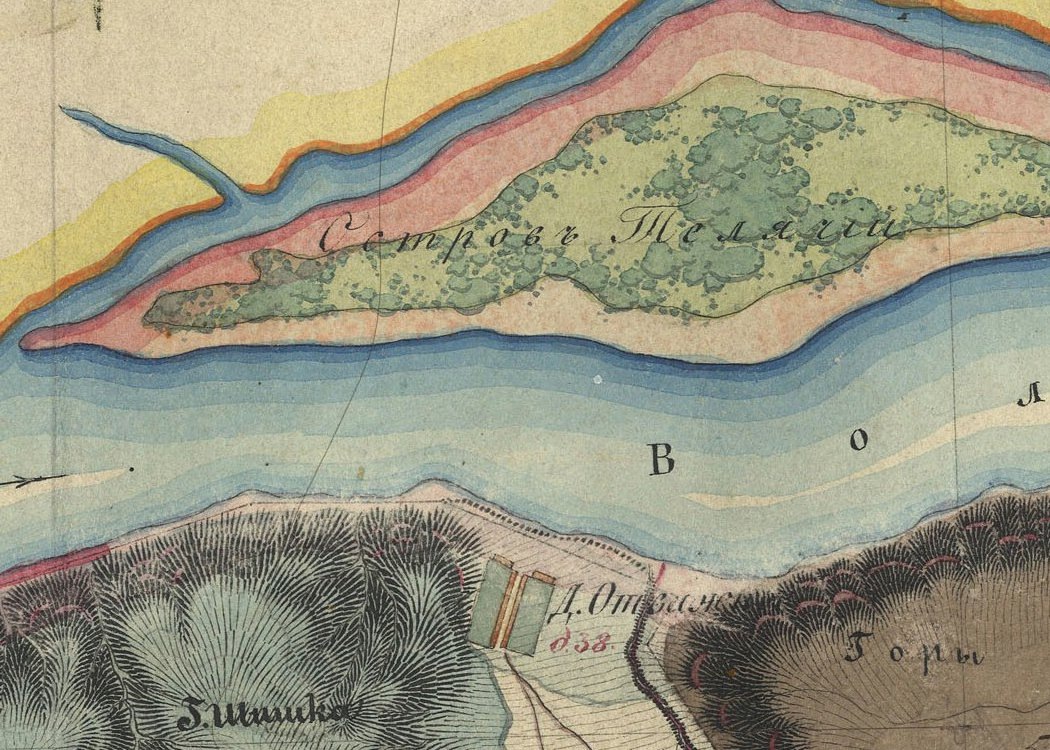 Фрагмент карты 1861 года. Деревня Отважная (на новом месте)