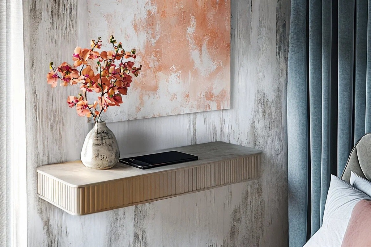 Нежные, но при этом акцентные цвета, дополняют текстуру стен