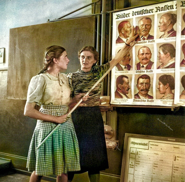 Немецкая школьница на уроке расологии учится различать "правильные" и "неправильные" расы