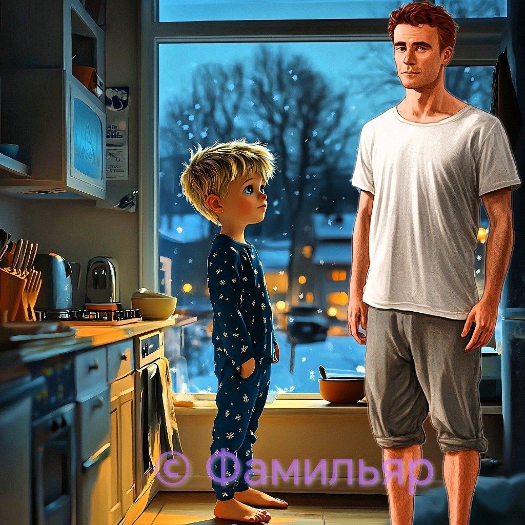 Иллюстрация создана Ксенией Фир, с помощью MainBot. Ярослав со своим отцом.