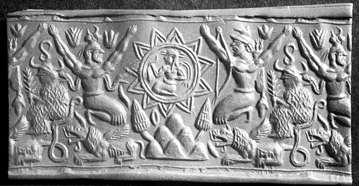 Два гения и солнечная дева. Иран, печать из Шахдада, II тыс. до н.э.
