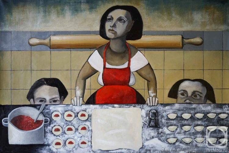 «Пельмени» картина Вознесенского Алексея маслом на холсте — ArtNow.ru