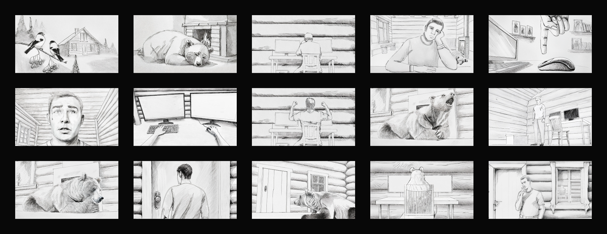 Раскадровка по проекту «The Hateful Game», созданная с помощью нейросети