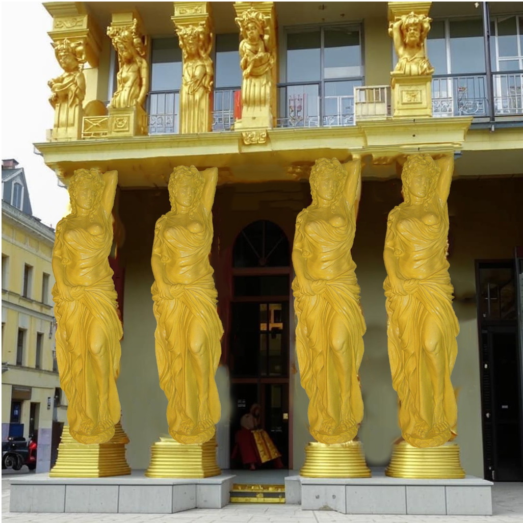 Кариатиды Версаль. поддерживают балкон фасада