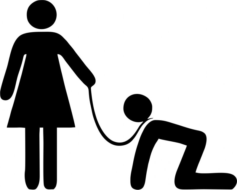 мужчина на поводке