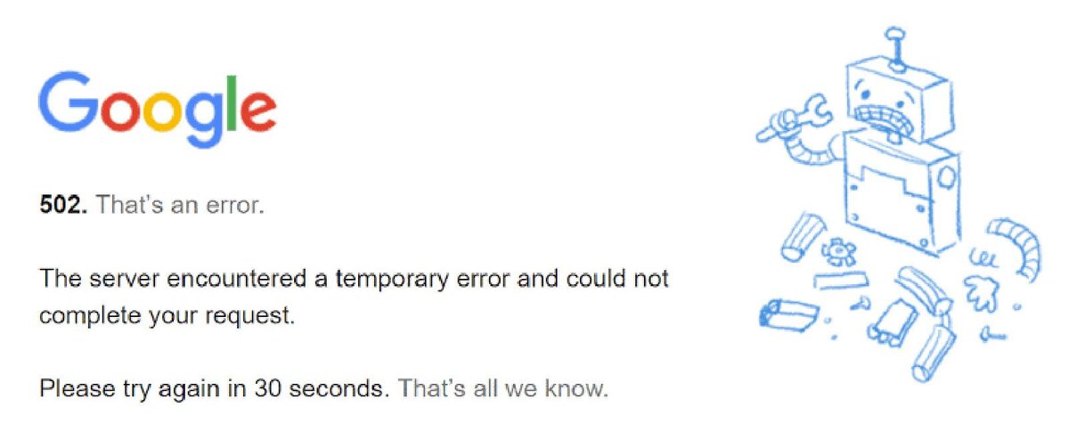 Google📷Код ошибки 502 в Google