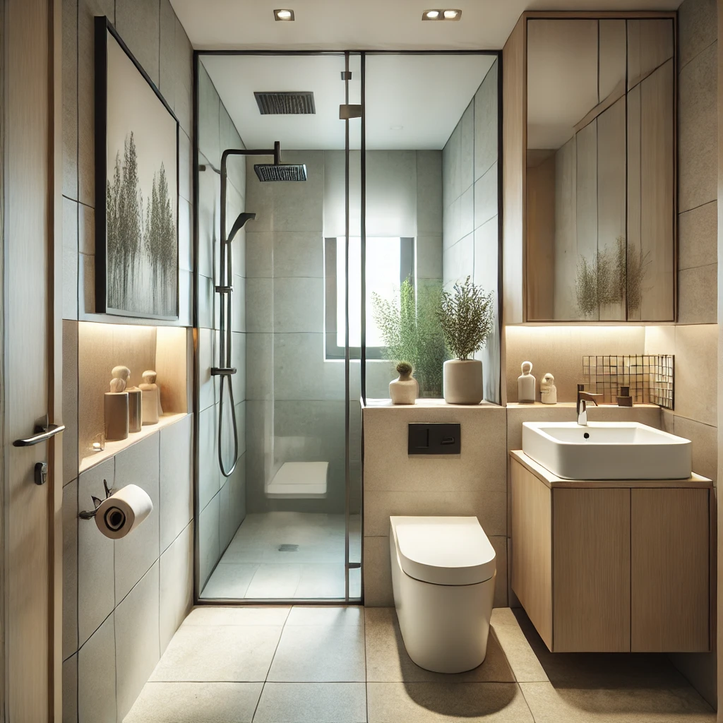 совмещенный санузел с душевой 