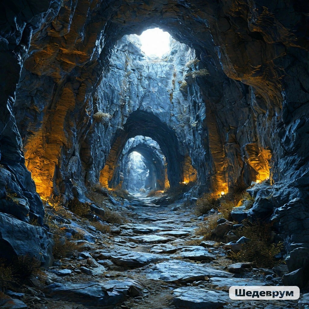 Изображение сгенерировано в нейросети Шедеврум - пещера