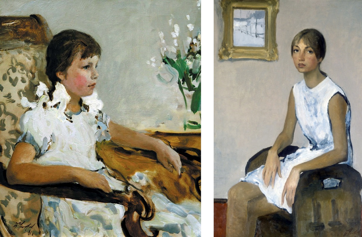 Слева: Портрет Оли, 1981 г. Справа: Портрет Тани (портрет студентки), 1971 г.