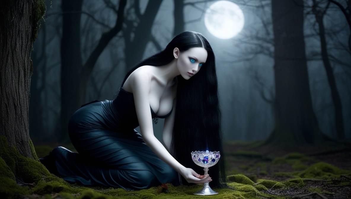 Ведьма колдует, рисунок созданный автором