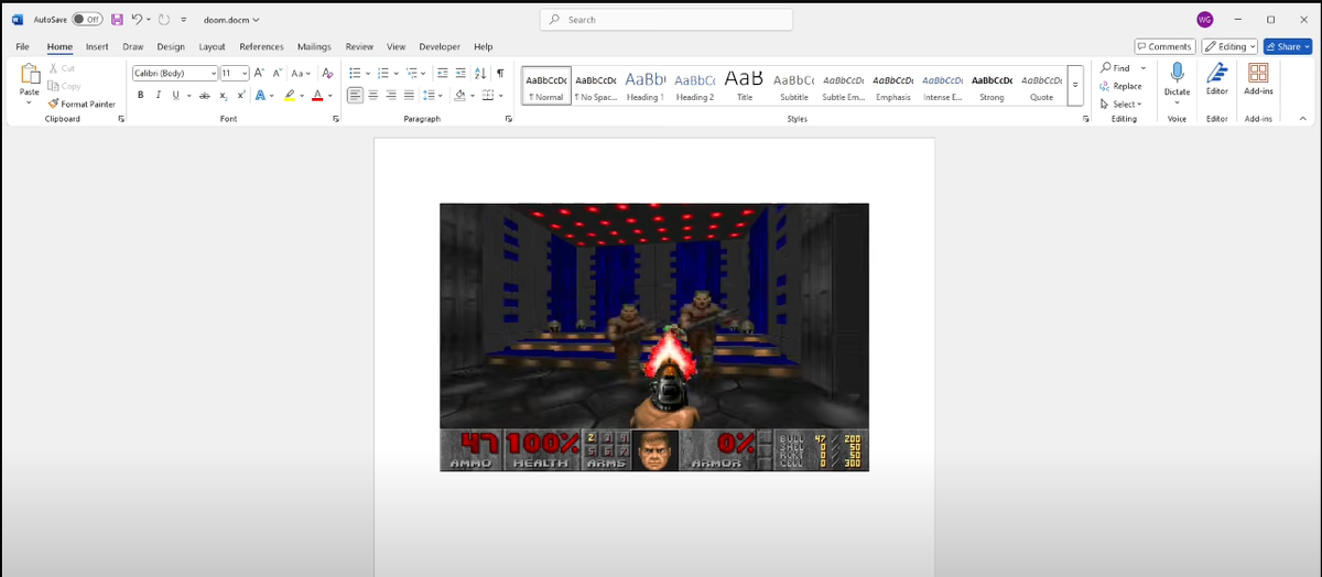 DOOM можно запустить в документе Microsoft Word