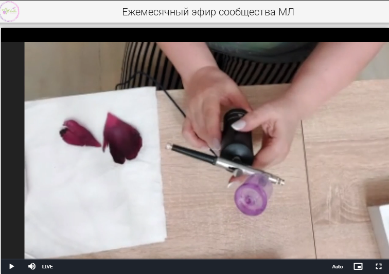 С помощью аэрографа можно окрасить в насыщенные цвета лепестки роз и пионов из холодного фарфора