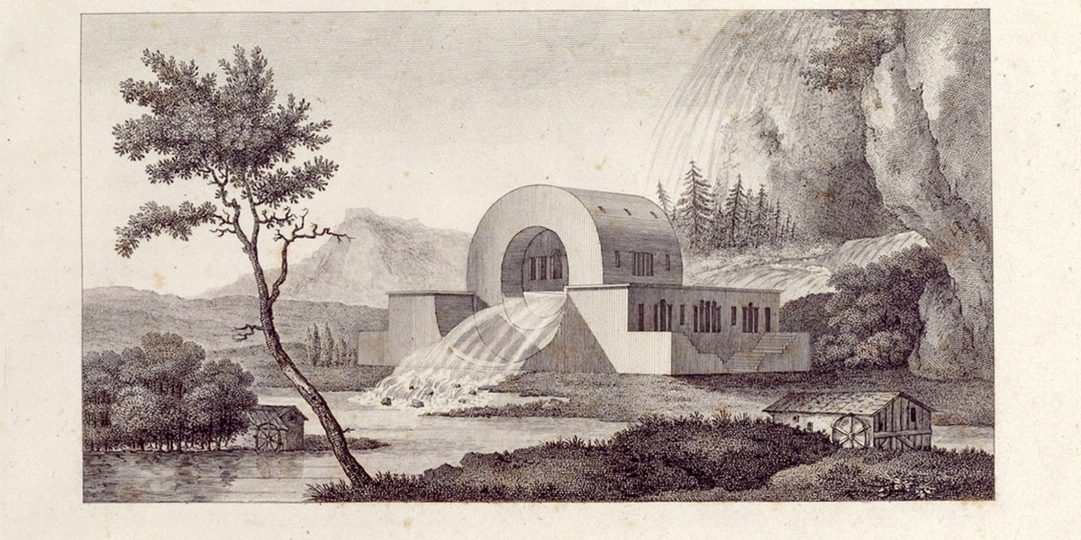 Дом смотрителя реки  Лу. гравюра . Клод Николя Леду (1736-1806)  Национальная библиотека Франции, Отдел редких книг, RES-V-45 