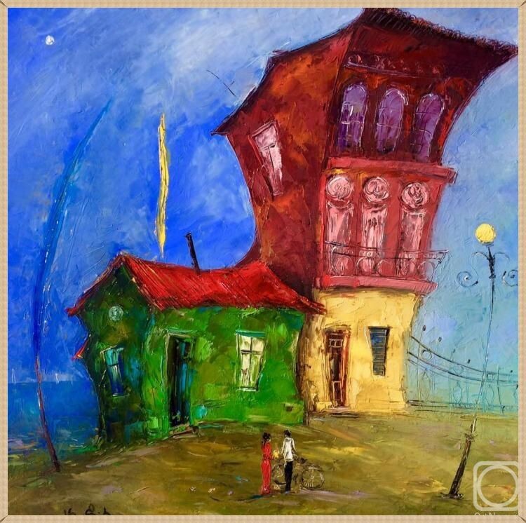 © Давид Кезевадзе. Вдвоем.  Оргалит, масло. 60  x 60см. 2016 г.