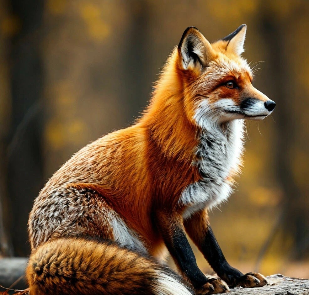 Лиса в лесу.