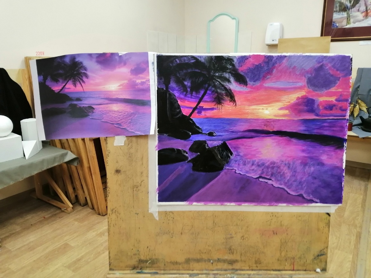 Репродукция акрилом с фото.